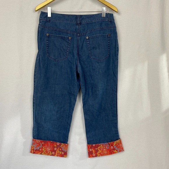 Pendleton Crop Jeans Womens 10 Cuffed Contrast Paisley Trim Preppy Retro 32x20 - Picture 2 of 14